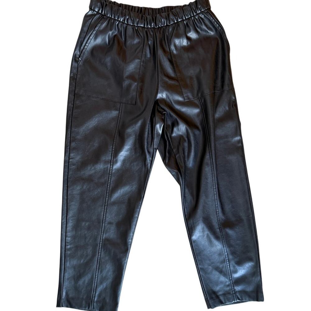 GAP Petite Faux Leather Cargo Pants Black M Petite Utility Straight Leg